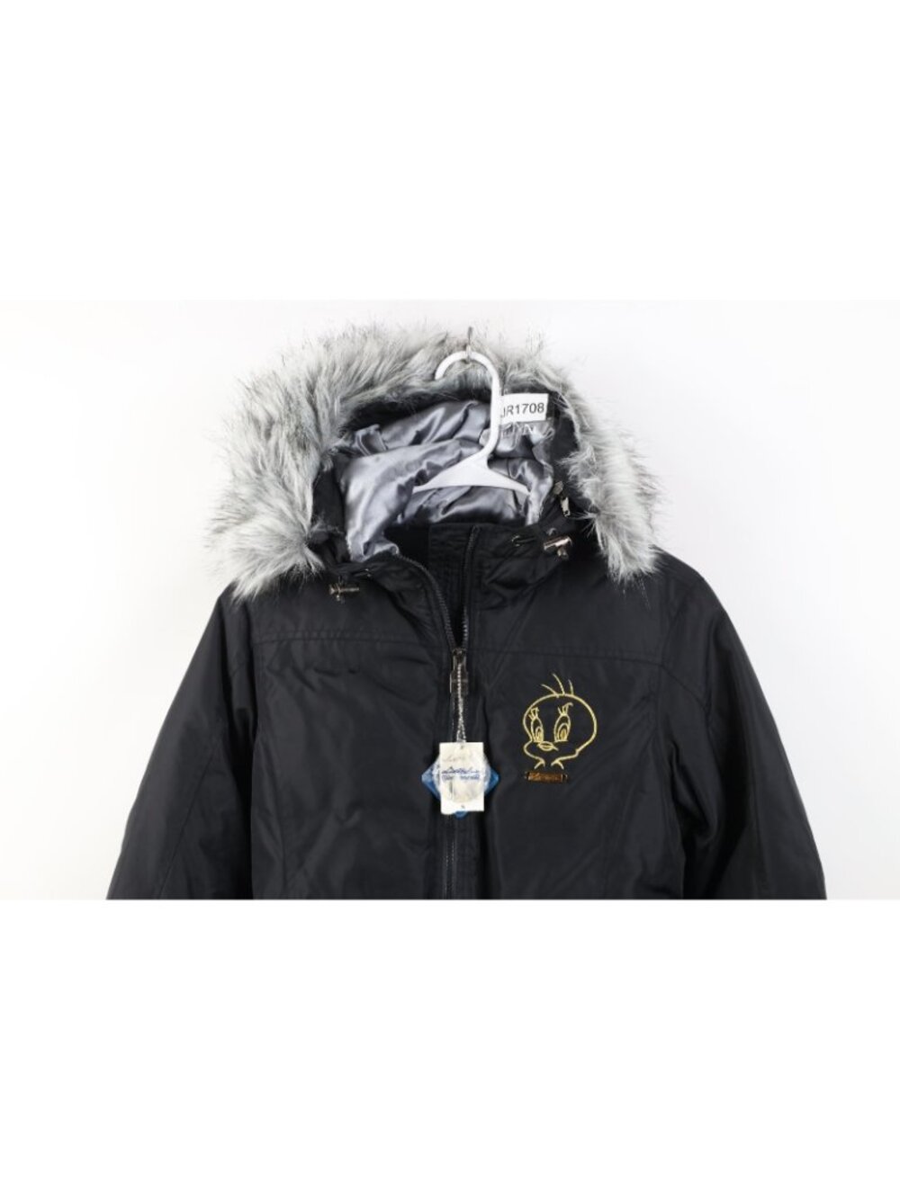 Deadstock Vtg Y2K Lot 29 Womens S Tweety Bird Belted Down Hooded Puffer Jacket - Picture 2 of 16